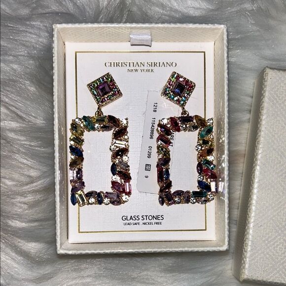 NWT NIB Christian Siriano Multicolor Pastel Gemstone Crystal Earrings - Picture 1 of 4